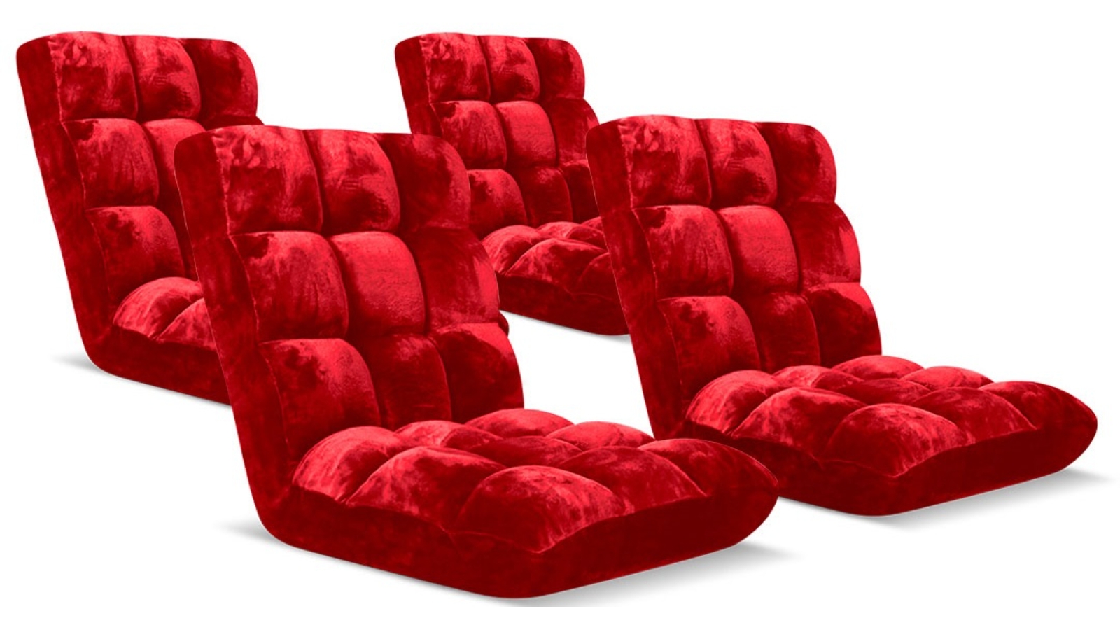 SOGA 4 Piece Floor Recliner Folding Lounge Sofa - Red