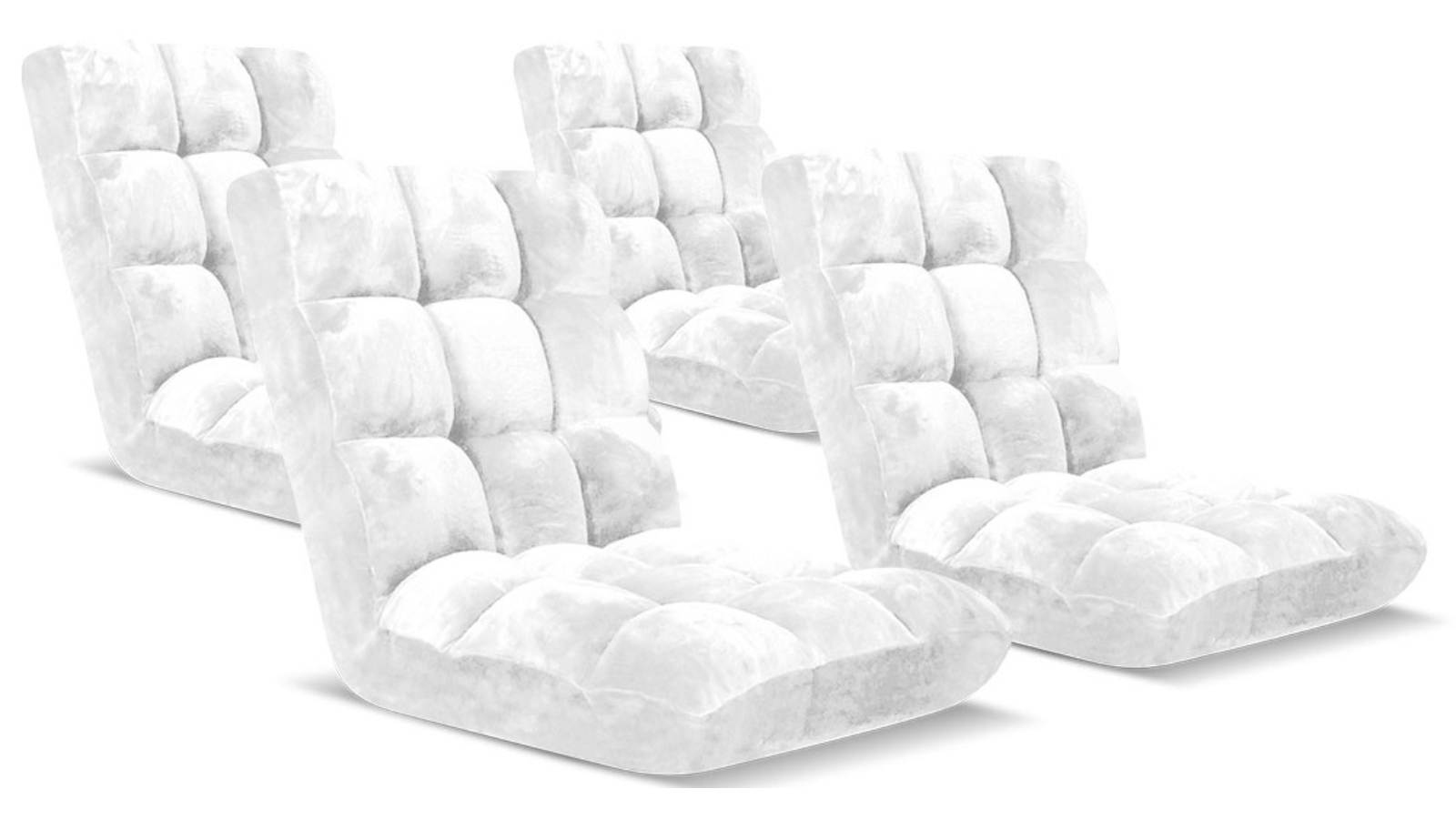 SOGA 4 Piece Floor Recliner Folding Lounge Sofa - White