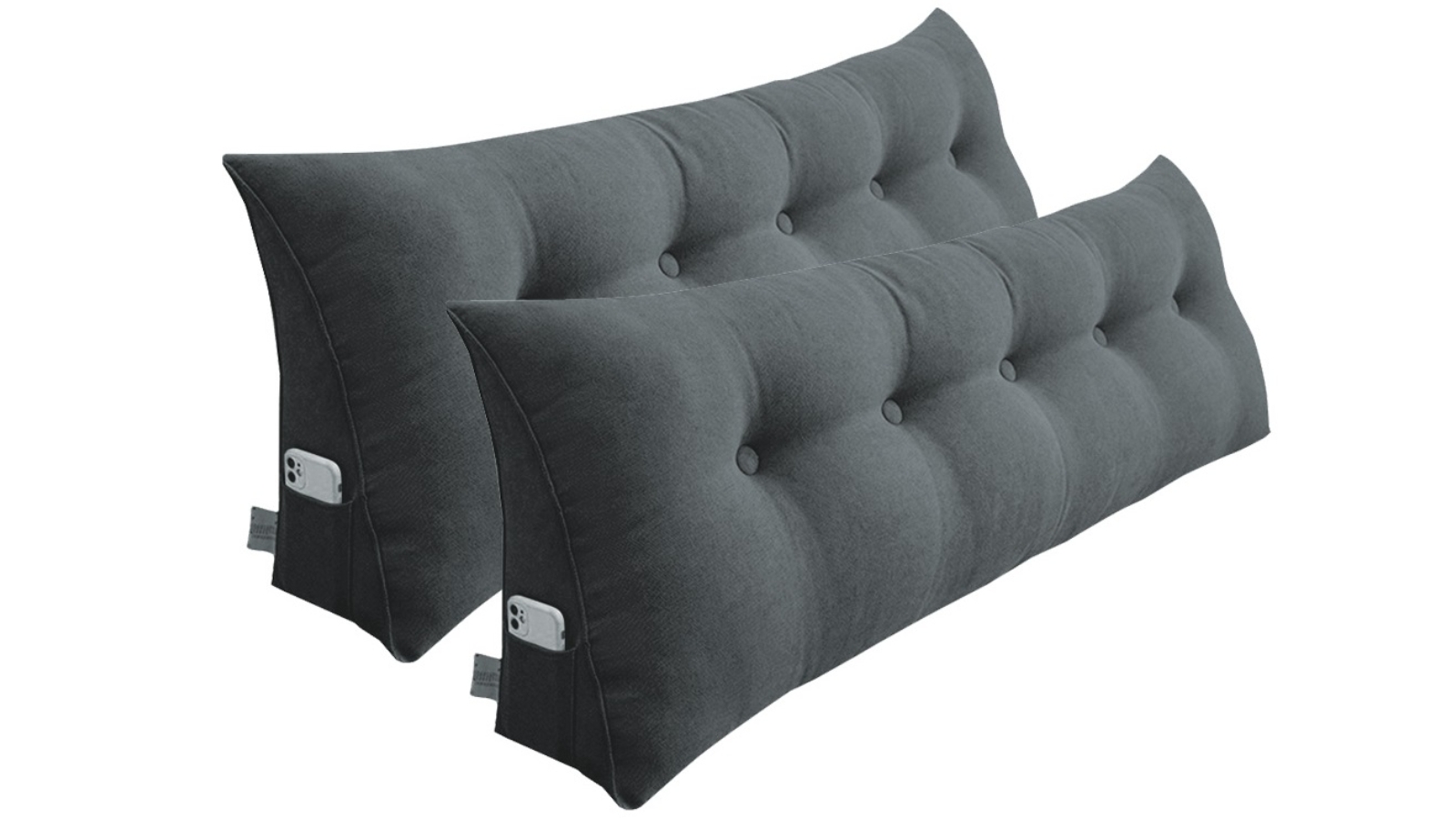 Soga 2 Piece Triangular Dark Grey Wedge Lumbar Pillow - 100cm 