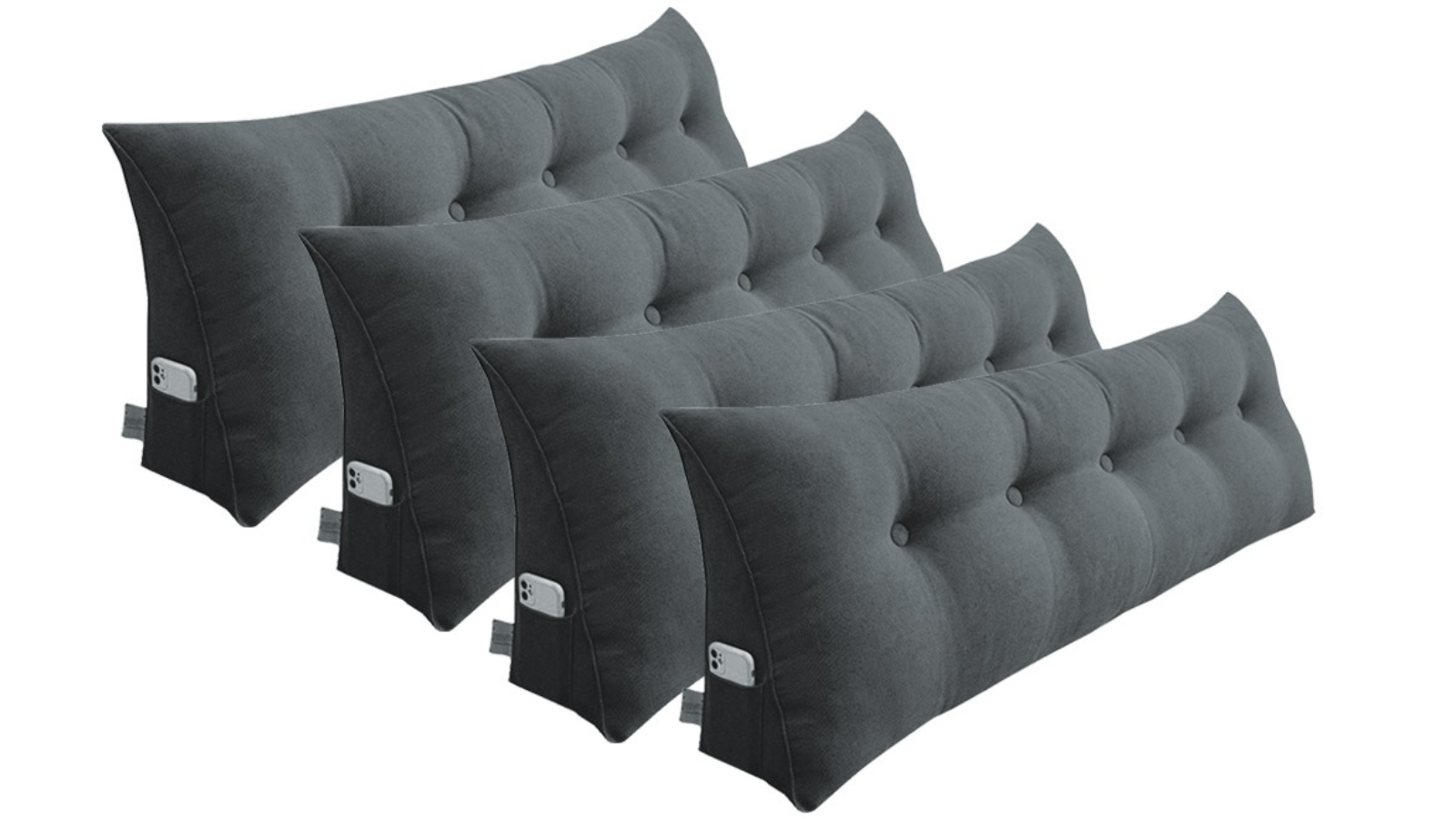 Soga 4 Piece Triangular Dark Grey Wedge Lumbar Pillow - 100cm 