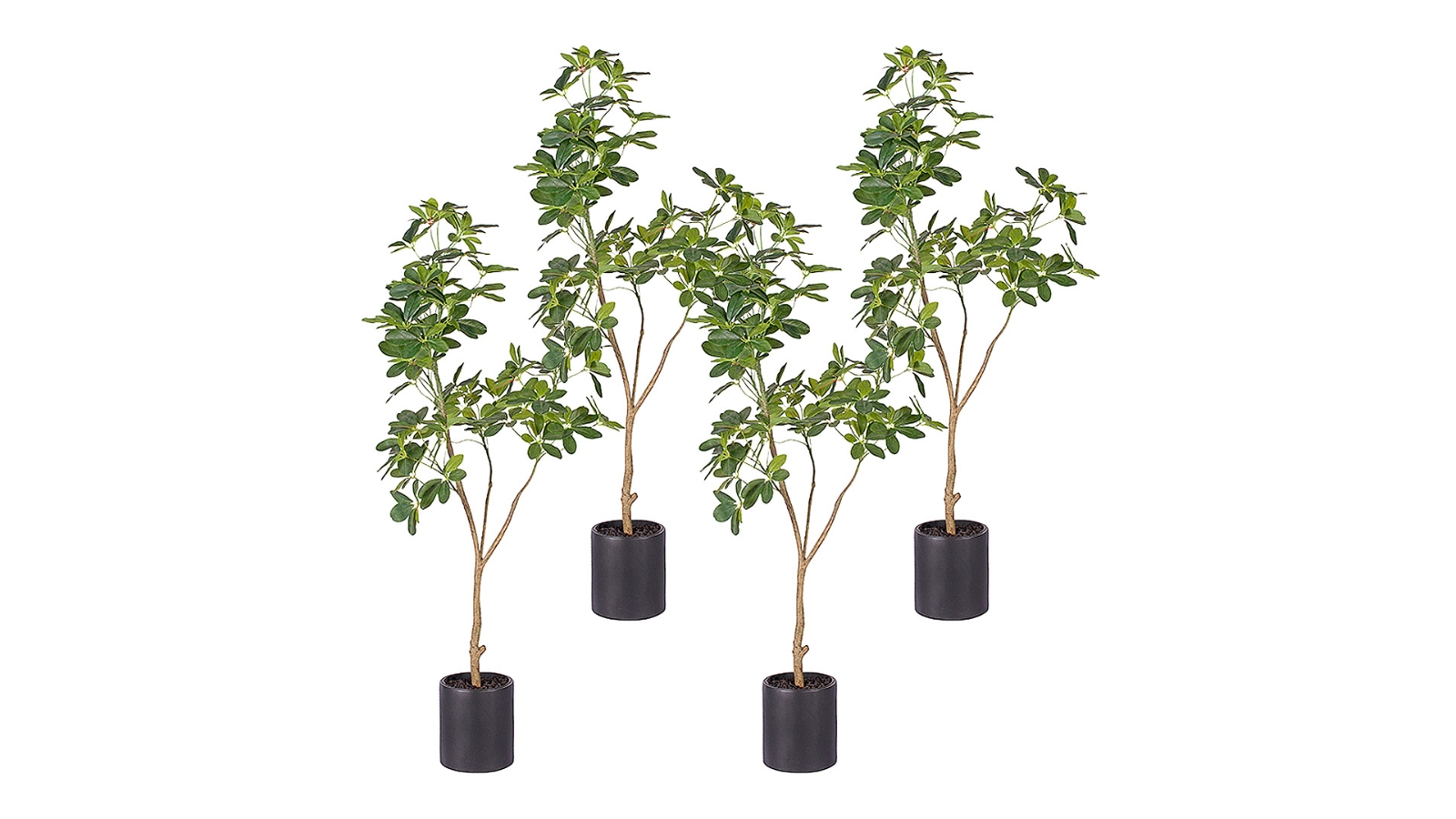 Soga 4 Piece Artificial Natural Green Schefflera Dwarf Umbrella Tree Decor - 160cm