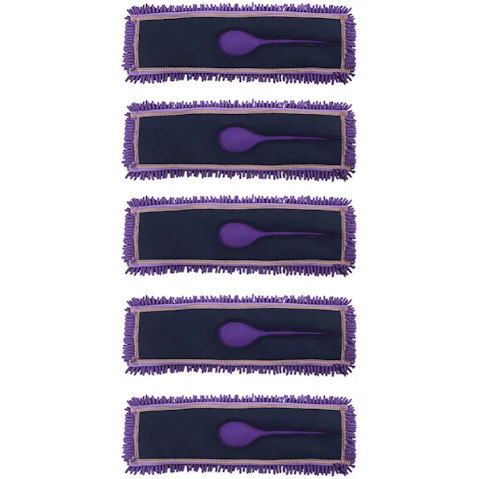 Soga 5Piece Purple Rotating Dust Remover Cleaning Pad Microfiber Flat Floor Mop - 90 x 22cm
