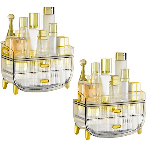 Soga Set of 2 3-Tier Multifunctional Countertop Cosmetic Storage - Transparent