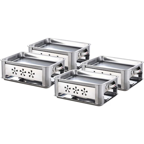 SOGA 4x 36cm Portable Stainless Steel Outdoor Chafing BBQ Stove Grill Plate