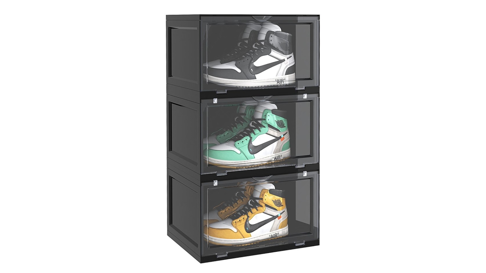 Soga 3 Tier Portable Black Storage with Magnetic Door