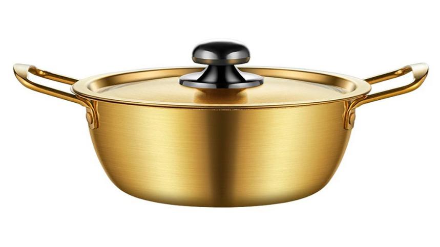 Soga Vibrant Yellow Durable Ramen Pot with Lid Kitchen essential