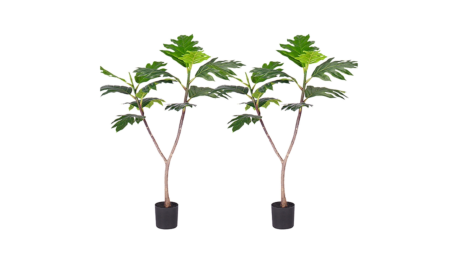 Soga 2 Piece Artificial Natural Green Split-Leaf Philodendron Tree Decor - 90cm