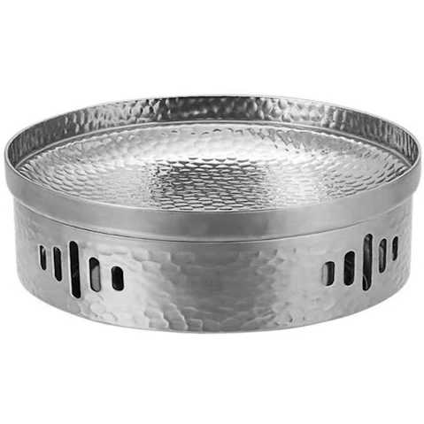 Soga Natural Silver Hammered Texture Dry Pot for Kitchen Essential - 26cm