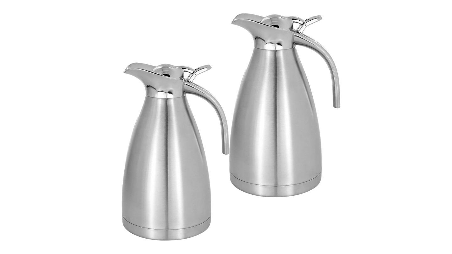 Soga 2 Piece Silver 3-Layer Insulated and Outer Thermal Vacuum Flask - 2.0 Litre