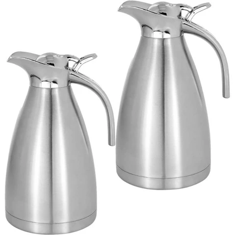 Soga 2 Piece Silver 3-Layer Insulated and Outer Thermal Vacuum Flask - 2.0 Litre