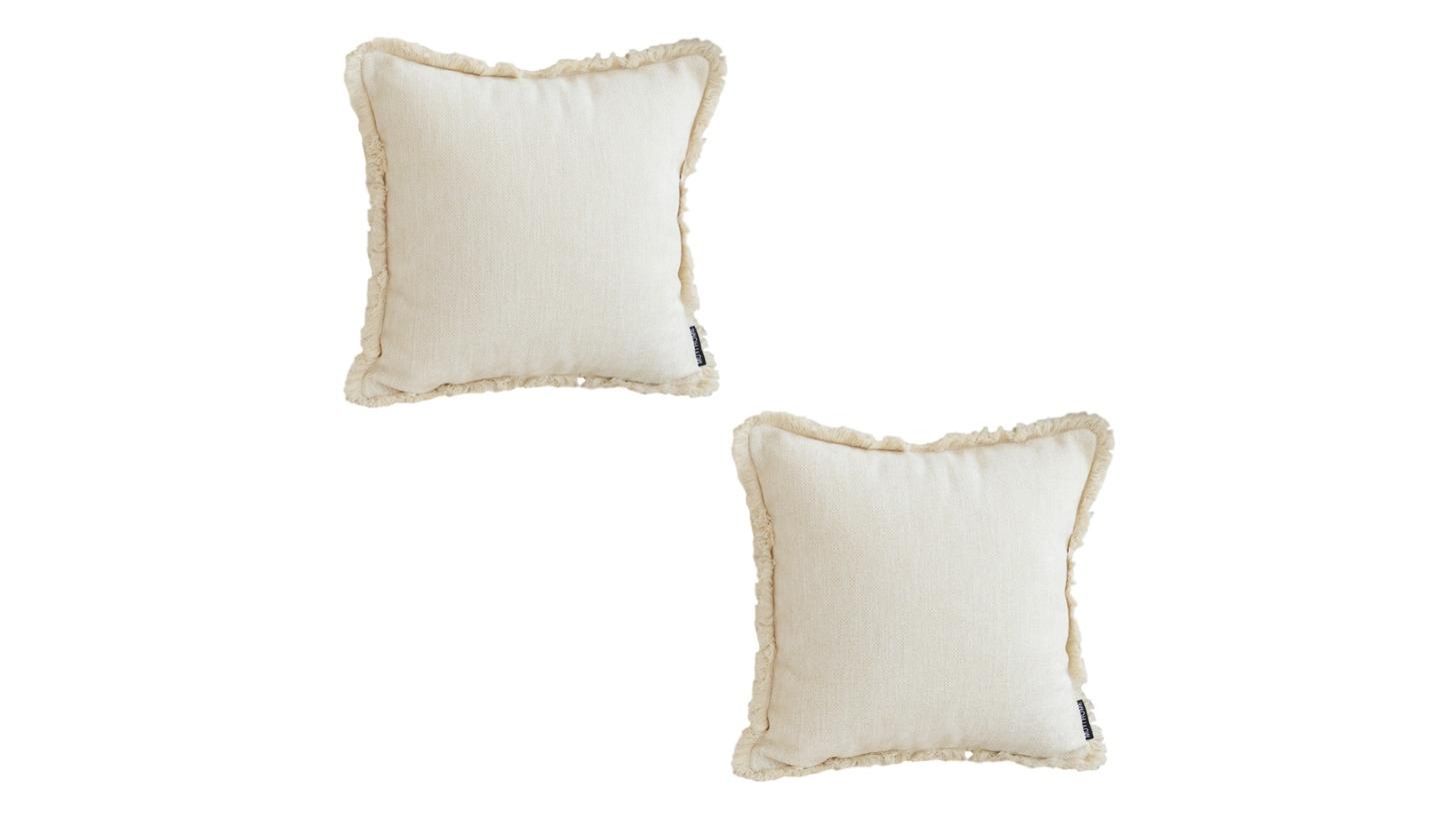 Soga Set of 2 White Chenille Textured with Stylish Tassel Cushion - 45cm