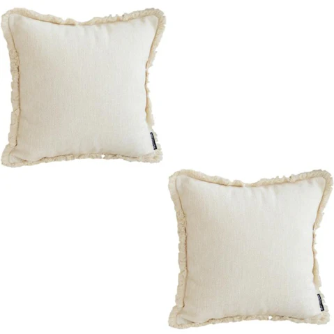 Soga Set of 2 White Chenille Textured with Stylish Tassel Cushion - 45cm