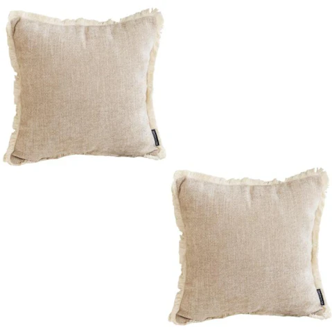 Soga Set of 2 Latte Color Chenille Textured with Stylish Tassel Cushion - 45cm