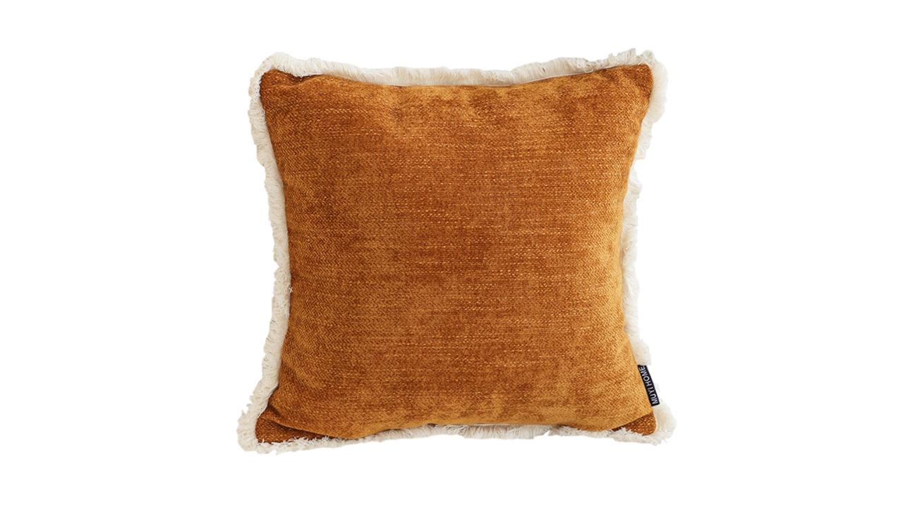 Soga Sunset Orange Chenille Textured with Stylish Tassel Cushion - 45cm