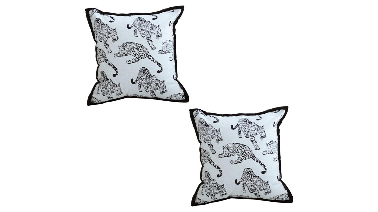 Soga Set of 2 45cm Leopard Light Luxury Decorative Cushion - White/Black