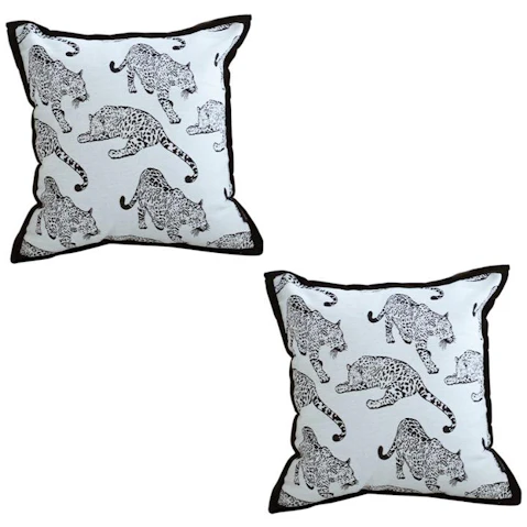 Soga Set of 2 45cm Leopard Light Luxury Decorative Cushion - White/Black