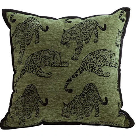 Soga Green Leopard Square Retro Decorative Cushion - 40cm