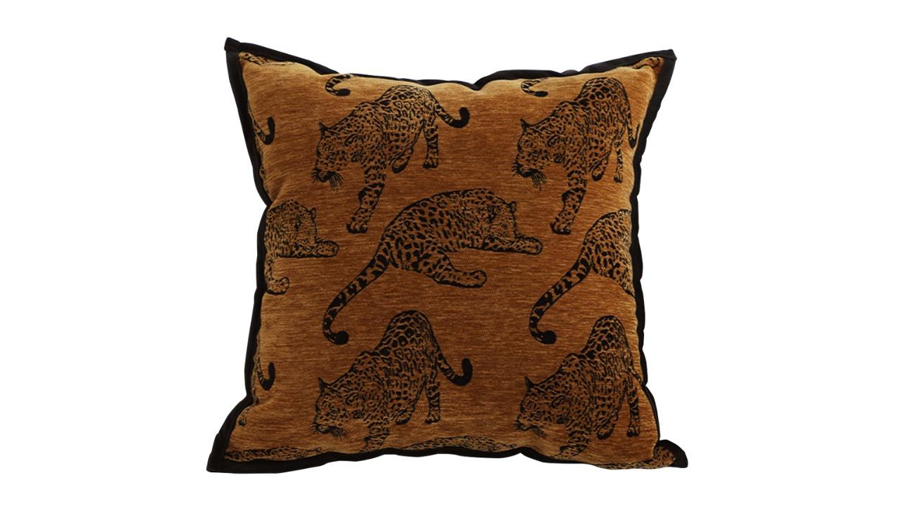 Soga Dark Brown Leopard Square Retro Decorative Cushion - 45cm