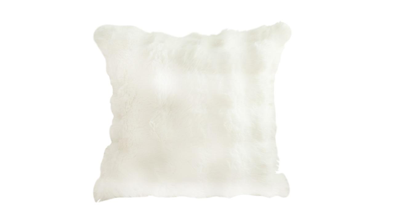 Soga White Rabbit Fur Luxurious Soft Cushion - 50cm