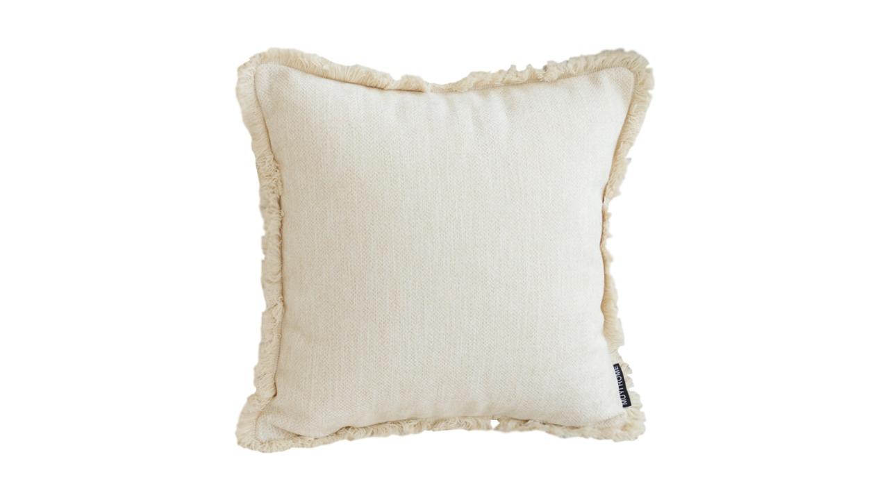 Soga White Chenille Textured with Tassel Cushion - 45cm