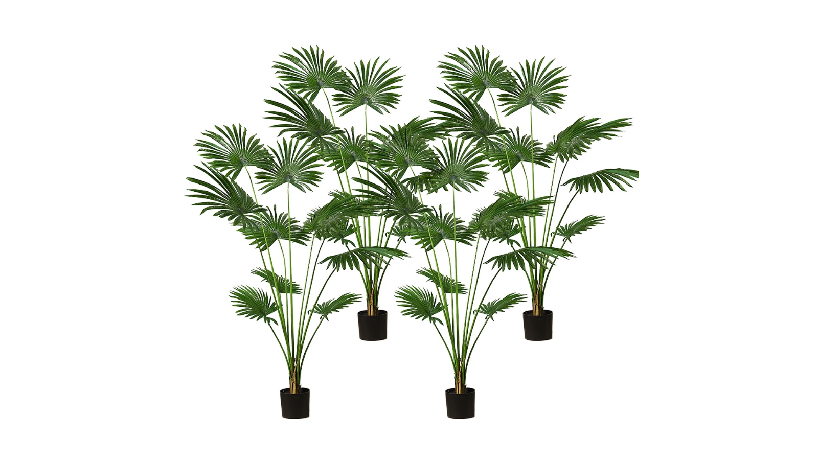 Soga 4 Piece Artificial Natural Green Fan Palm Tree Decor - 180cm