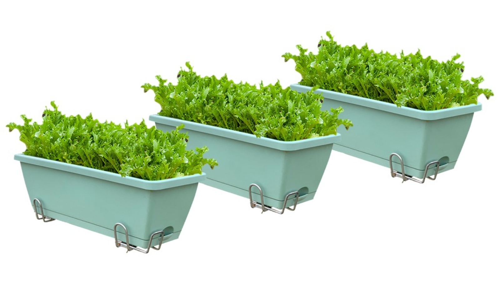 Soga Green Rectangular Planter with Holder - Set of 3