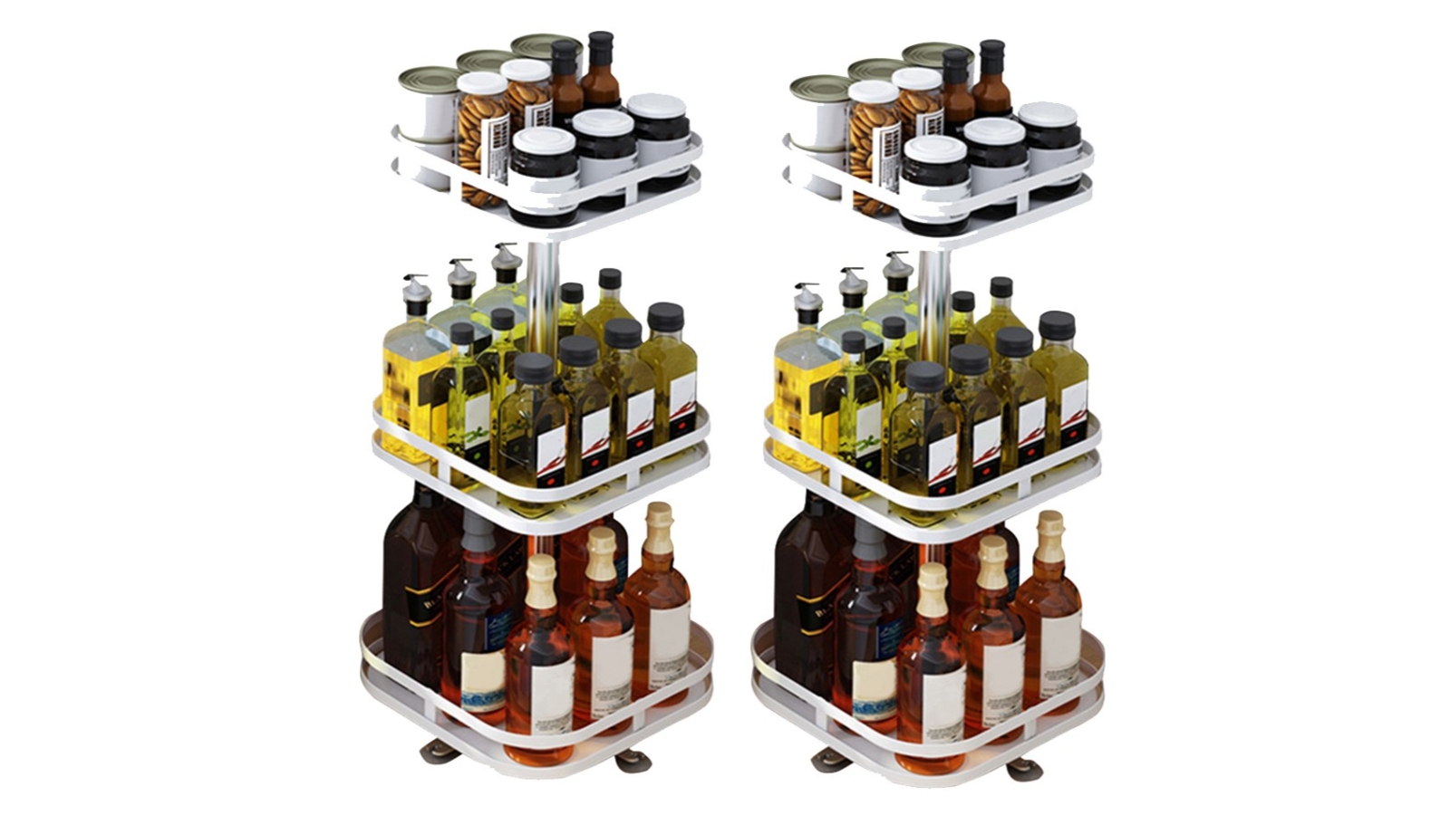 SOGA 2x 3 Tier Steel Multi-Function Organiser Storage Kitchen Spice Shelf - White