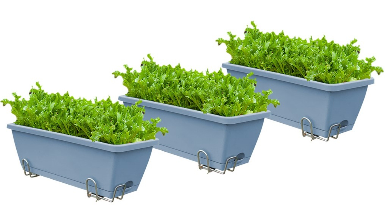 Soga Blue Rectangular Planter with Holder - Set of 3