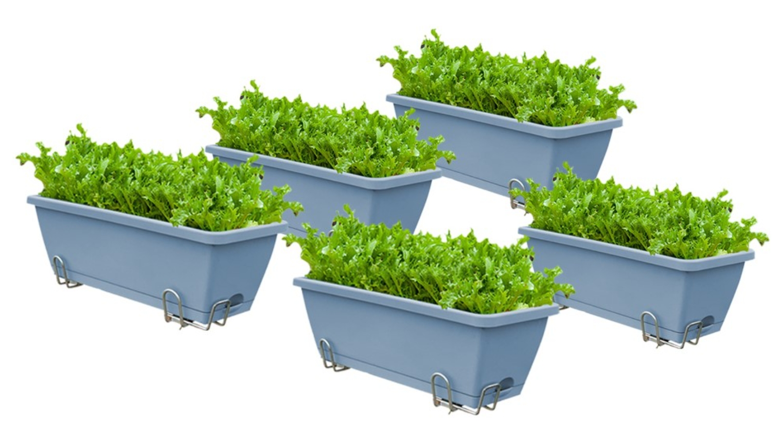 Soga Blue Rectangular Planter with Holder - Set of 5