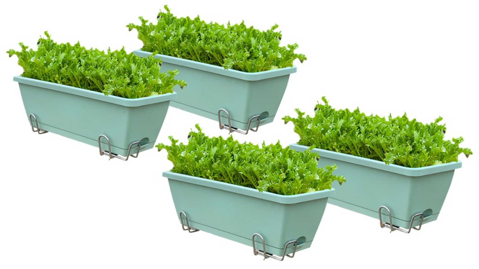 Soga Green Rectangular Planter with Holder - Set of 4