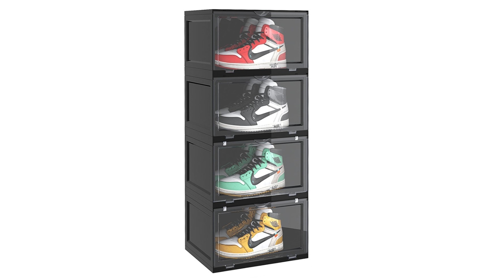 Soga 4 Tier Portable Black Storage with Magnetic Door