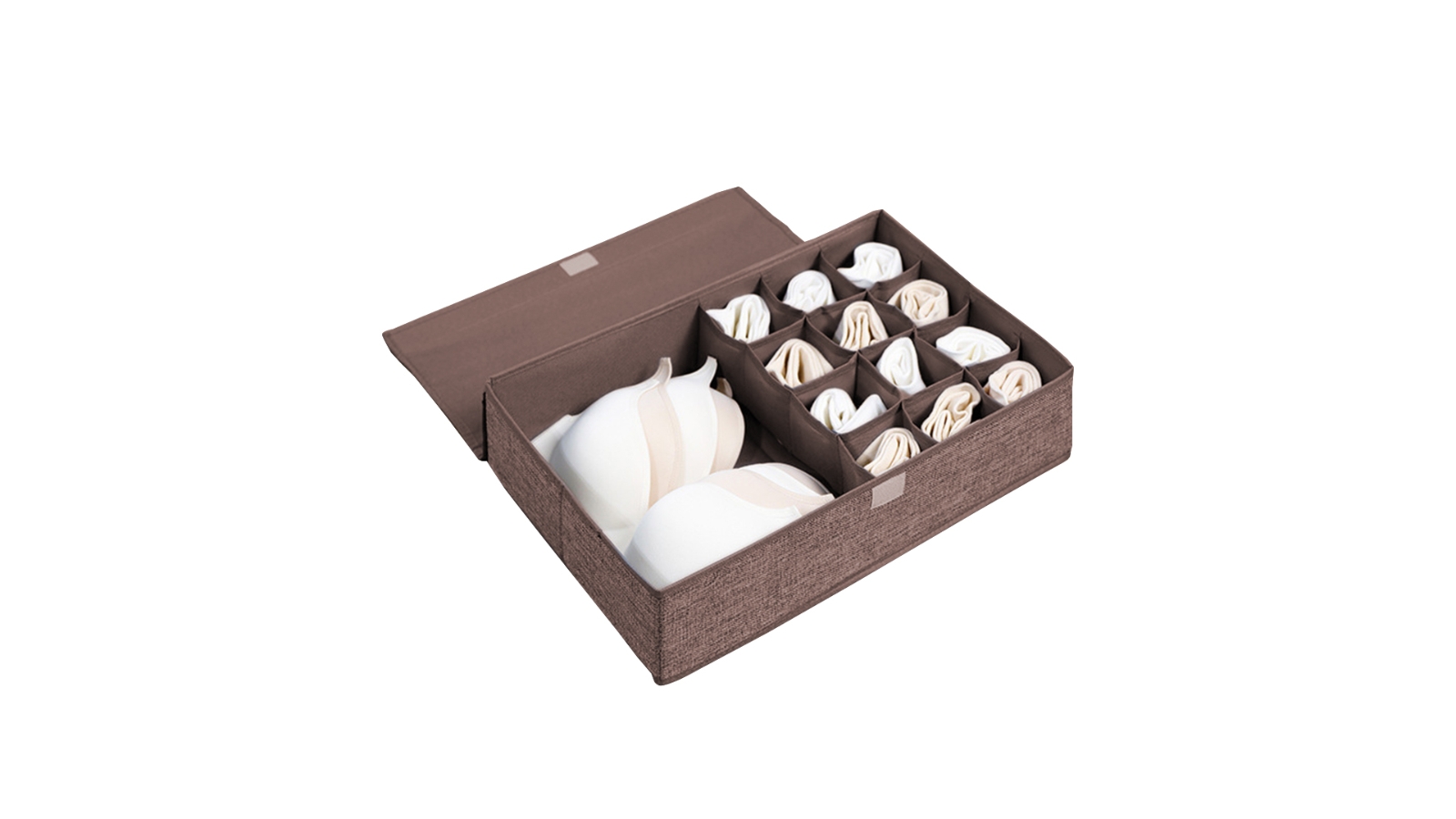 SOGA Coffee Flip Top Underwear Storage Box Foldable Home Organiser