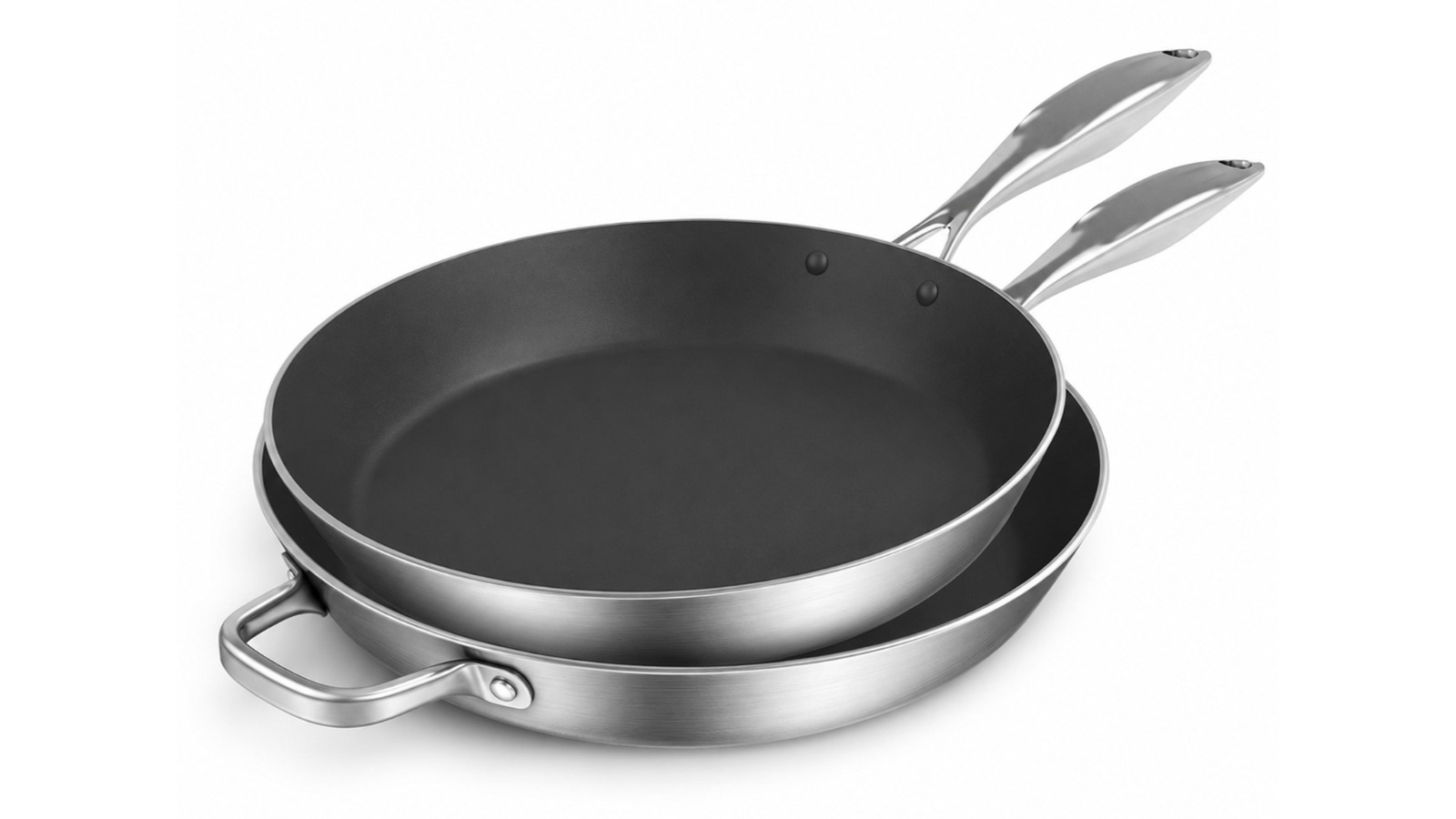 SOGA 22cm and 36cm Stainless Steel Fry Pan with Induction Non Stick Interior