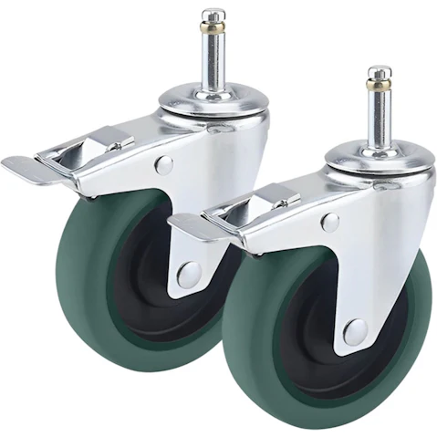 Soga 2 Piece Heavy Duty Polyurethane Swivel Castor Brake Wheels - 4 inches