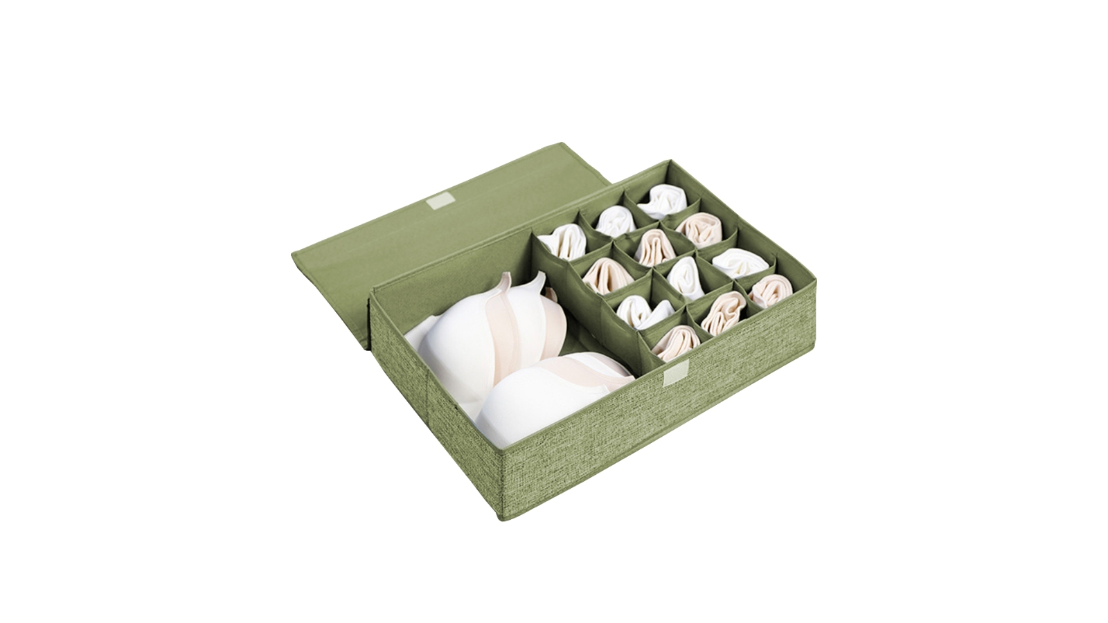 SOGA Green Flip Top Underwear Storage Box Foldable Home Organiser