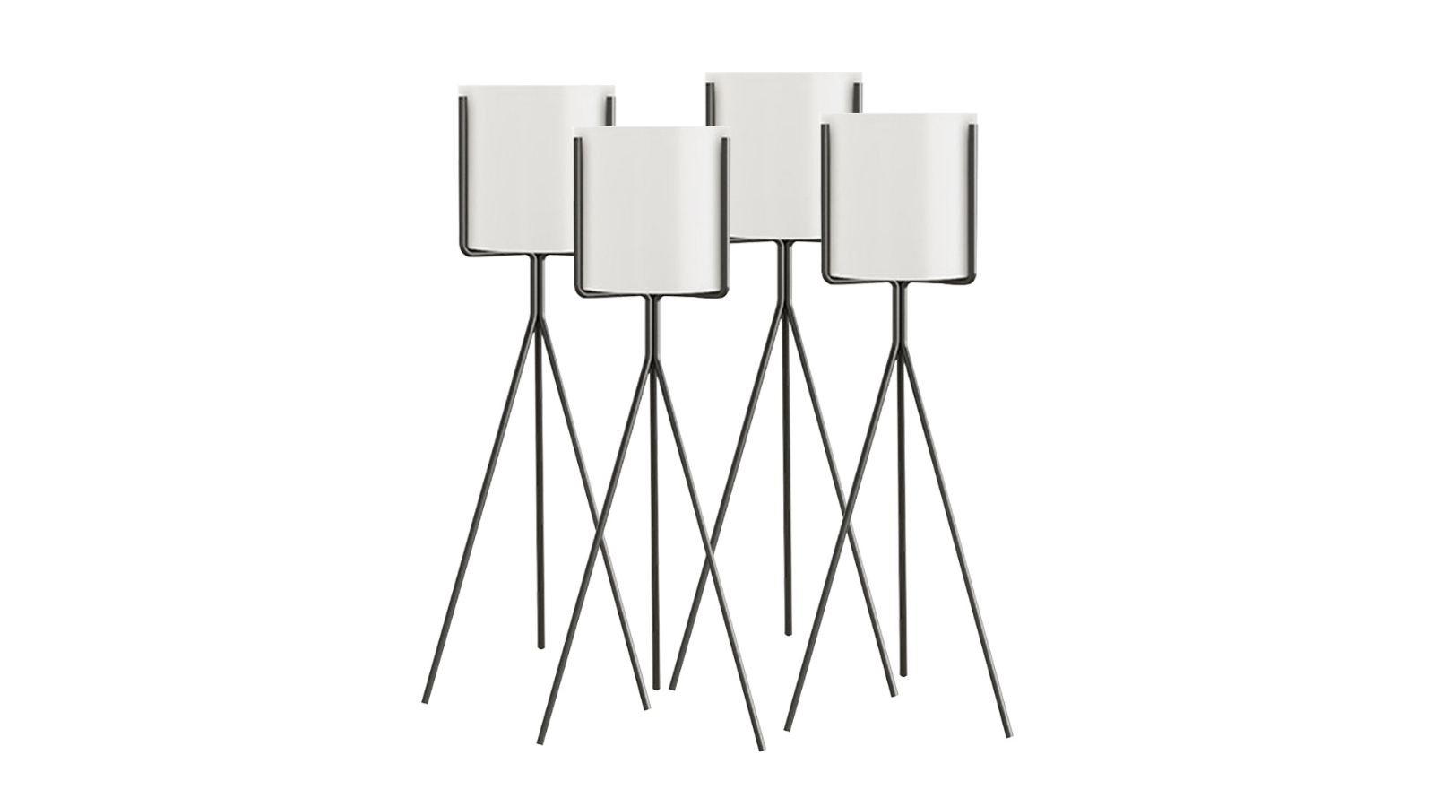 Soga 4 Piece Tripod Plant Stand with White Flower Pot Holder - 70cm