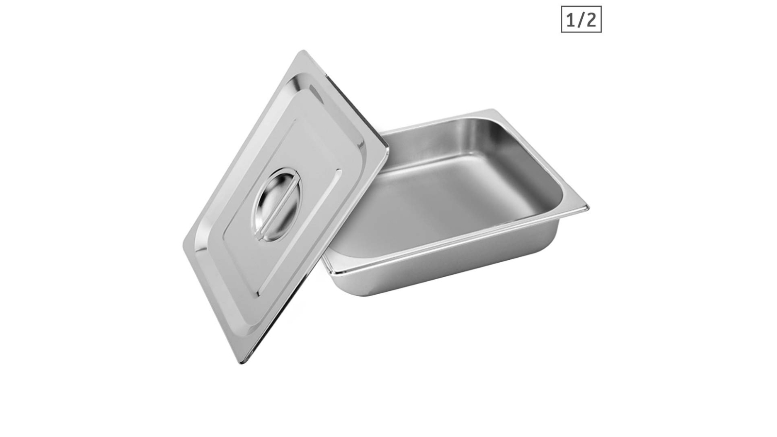 SOGA Gastronorm GN Pan Full Size 1/2 GN Pan 6.5cm Deep Stainless Steel Tray With Lid