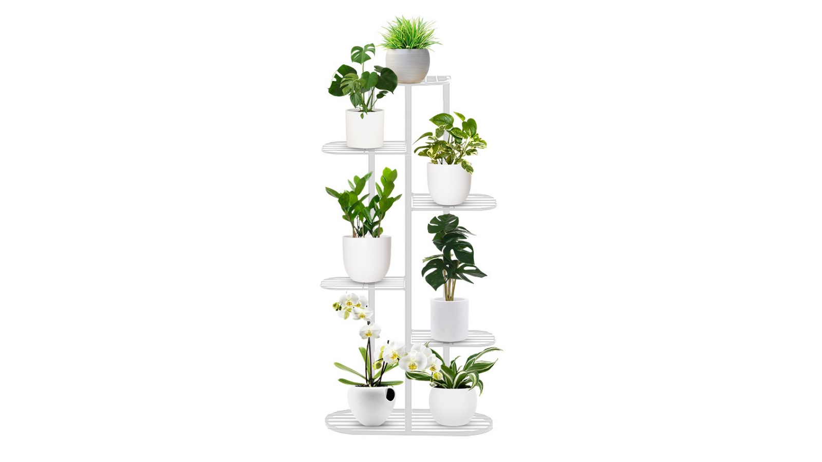 SOGA 6 Tier 7 Pots White Metal Plant Rack Flowerpot Storage Display Stand Holder Home Garden Decor