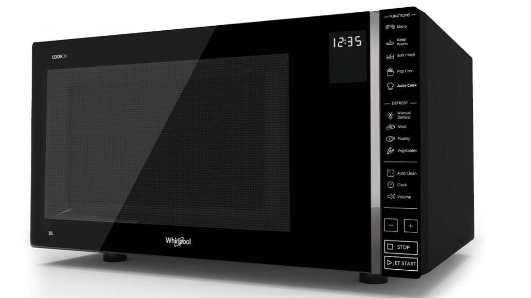 Whirlpool 30L Solo Microwave Black Harvey Norman