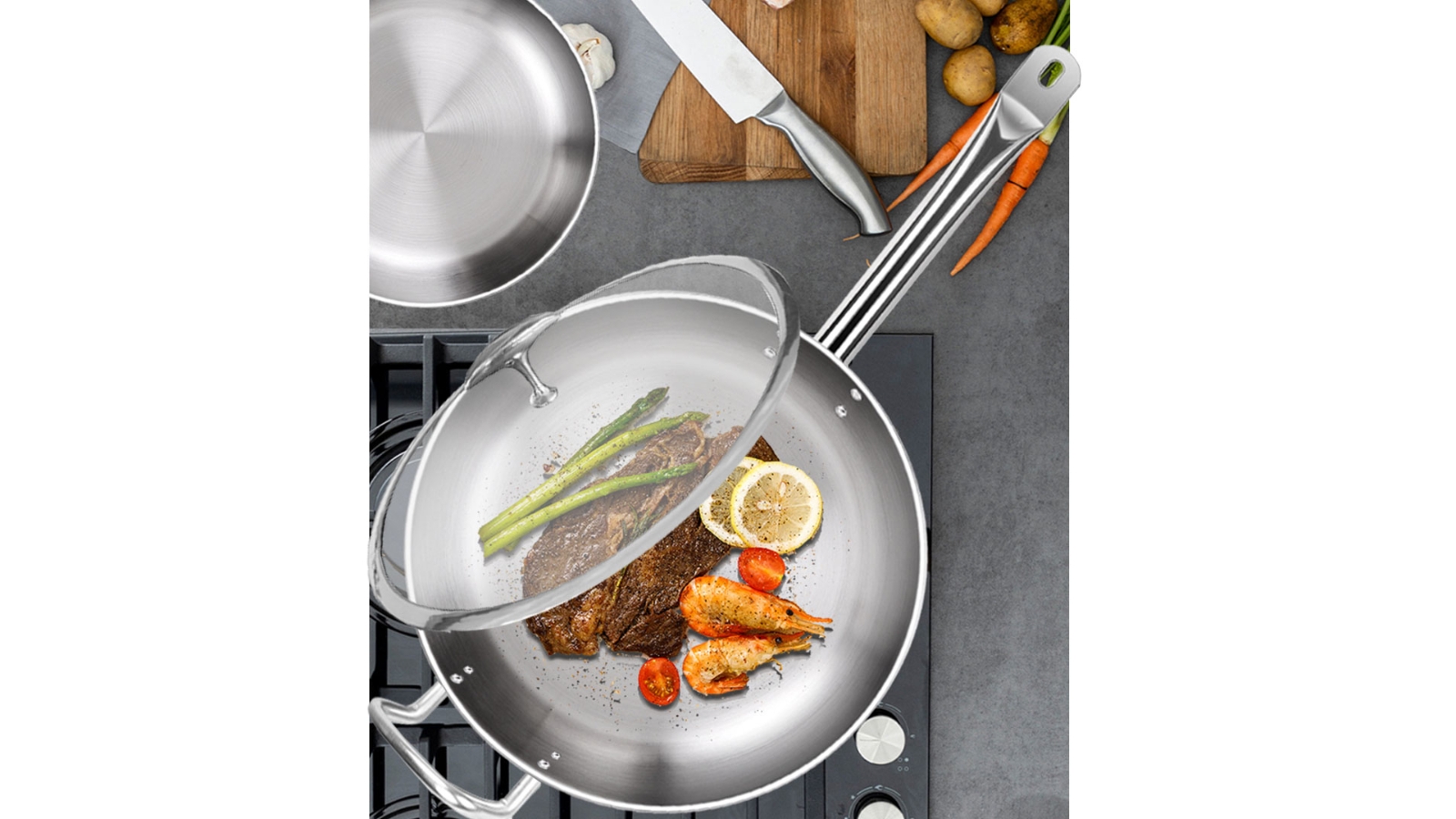 SOGA 2x 30cm Stainless Steel Saucepan Sauce pan with Glass Lid and