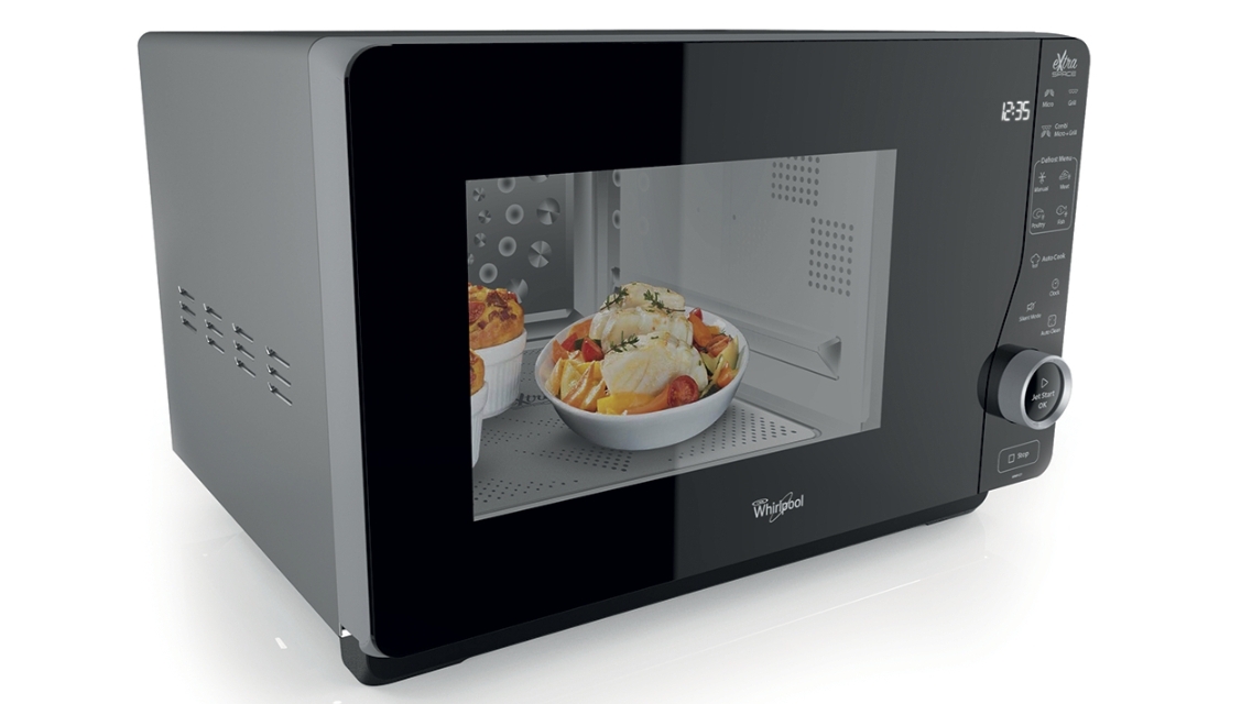 Whirlpool 30L Flatbed Microwave with Grill Black Harvey Norman