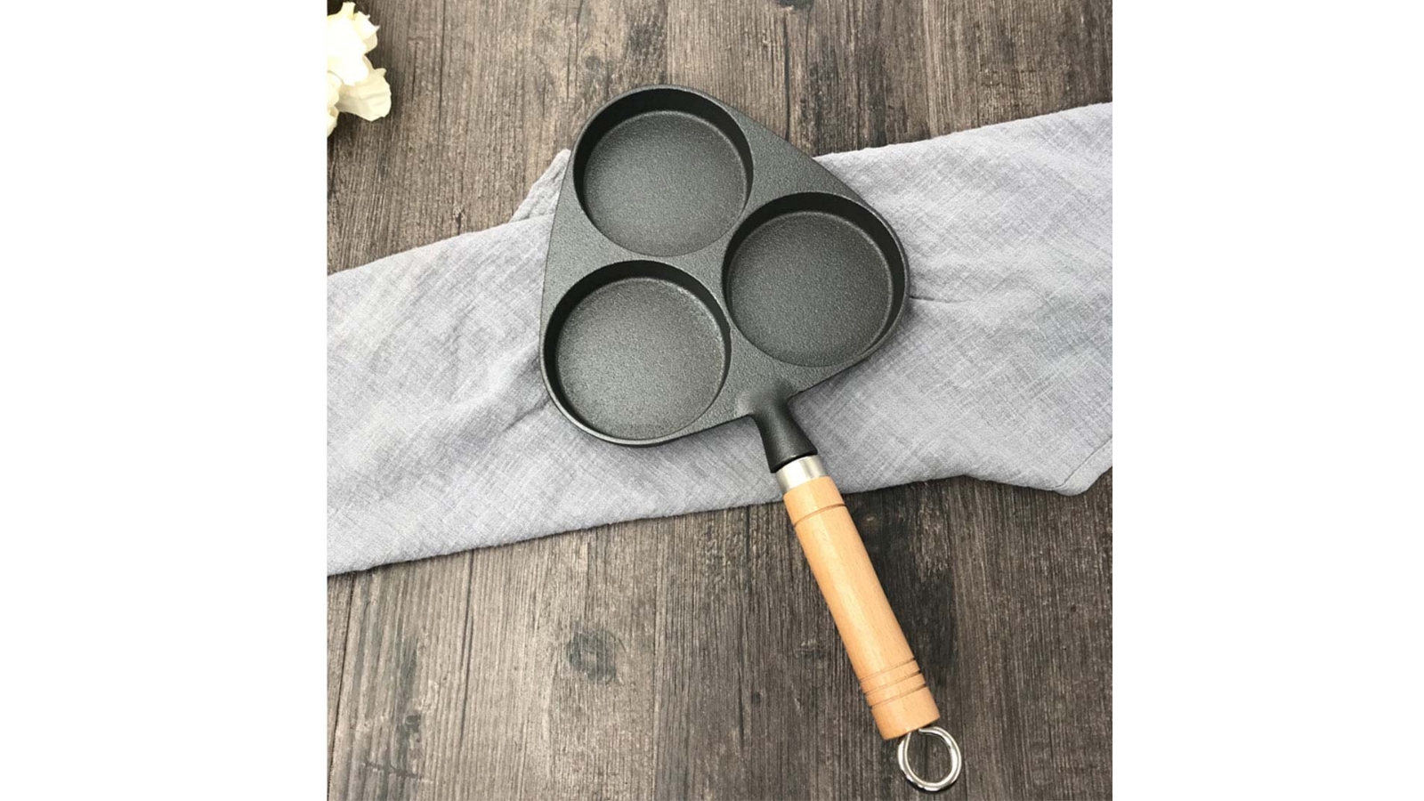 SOGA 3 Mold Cast Iron Breakfast Fried Egg Pancake Omelette Fry Pan