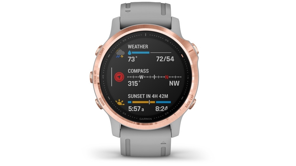 Garmin Fenix 6S Sapphire Edition GPS Watch Rose Gold Tone with Powder Grey Band