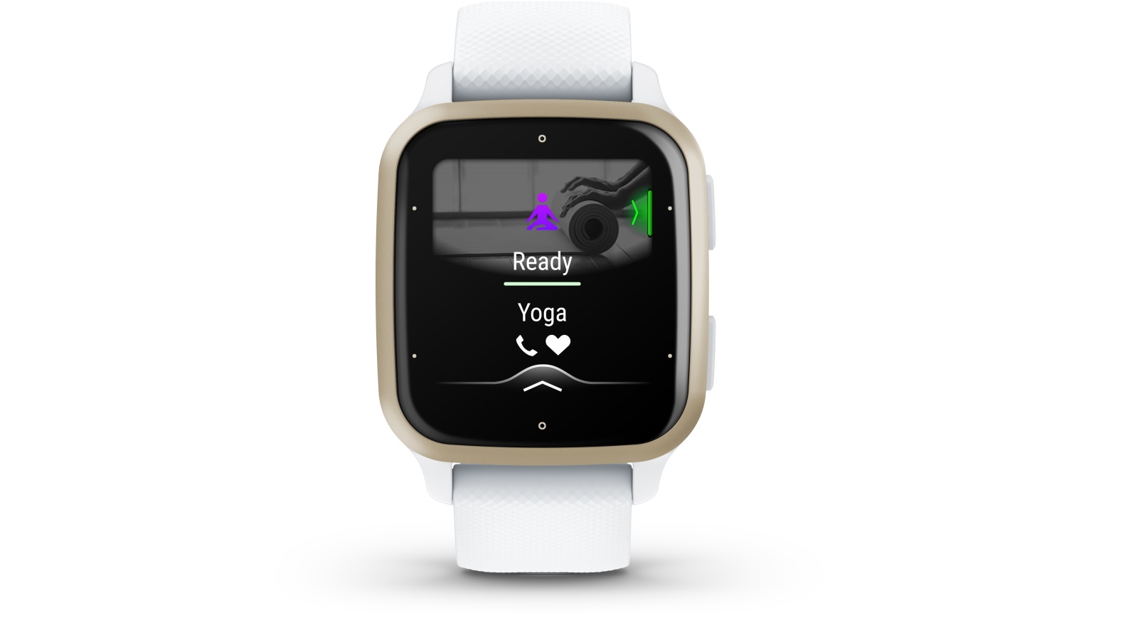 Garmin Venu Sq2 GPS Smart Watch - White and Cream Gold Bezel 