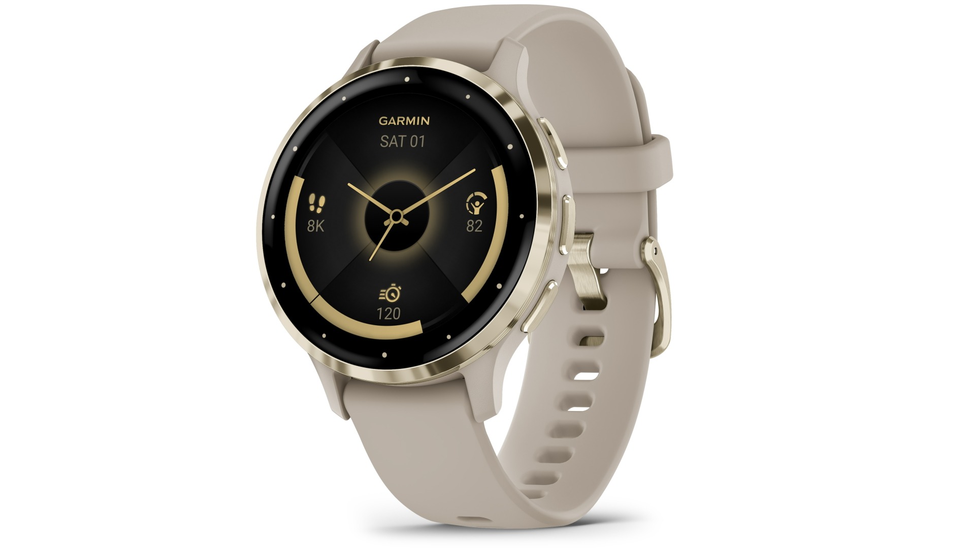 Garmin Venu 3S GPS Smart Watch - Soft Gold Bezel with French Grey Case