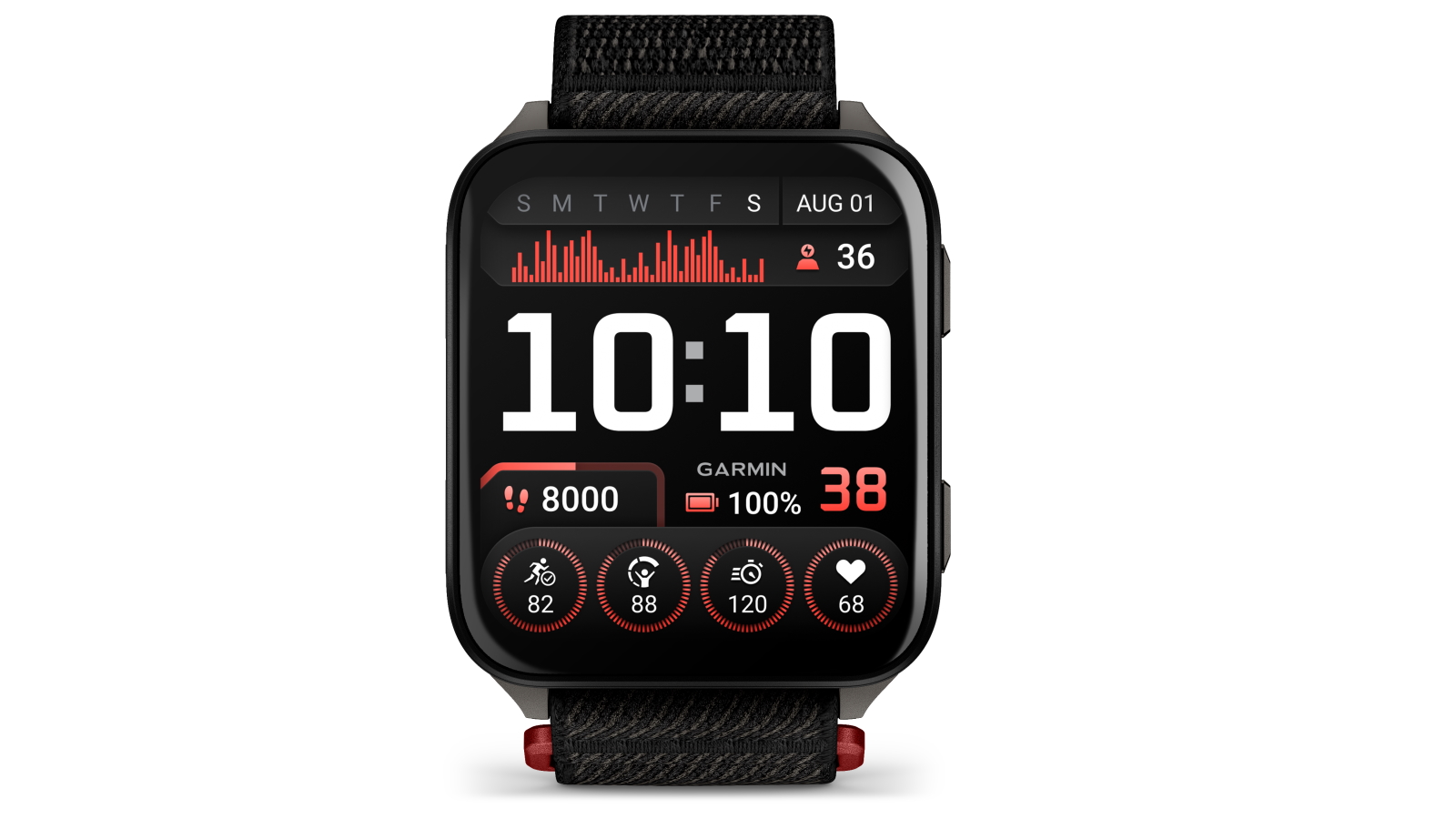 Garmin Venu X1 Smartwatch - Black Slate Titanium Caseback and Black ComfortFit Nylon Band
