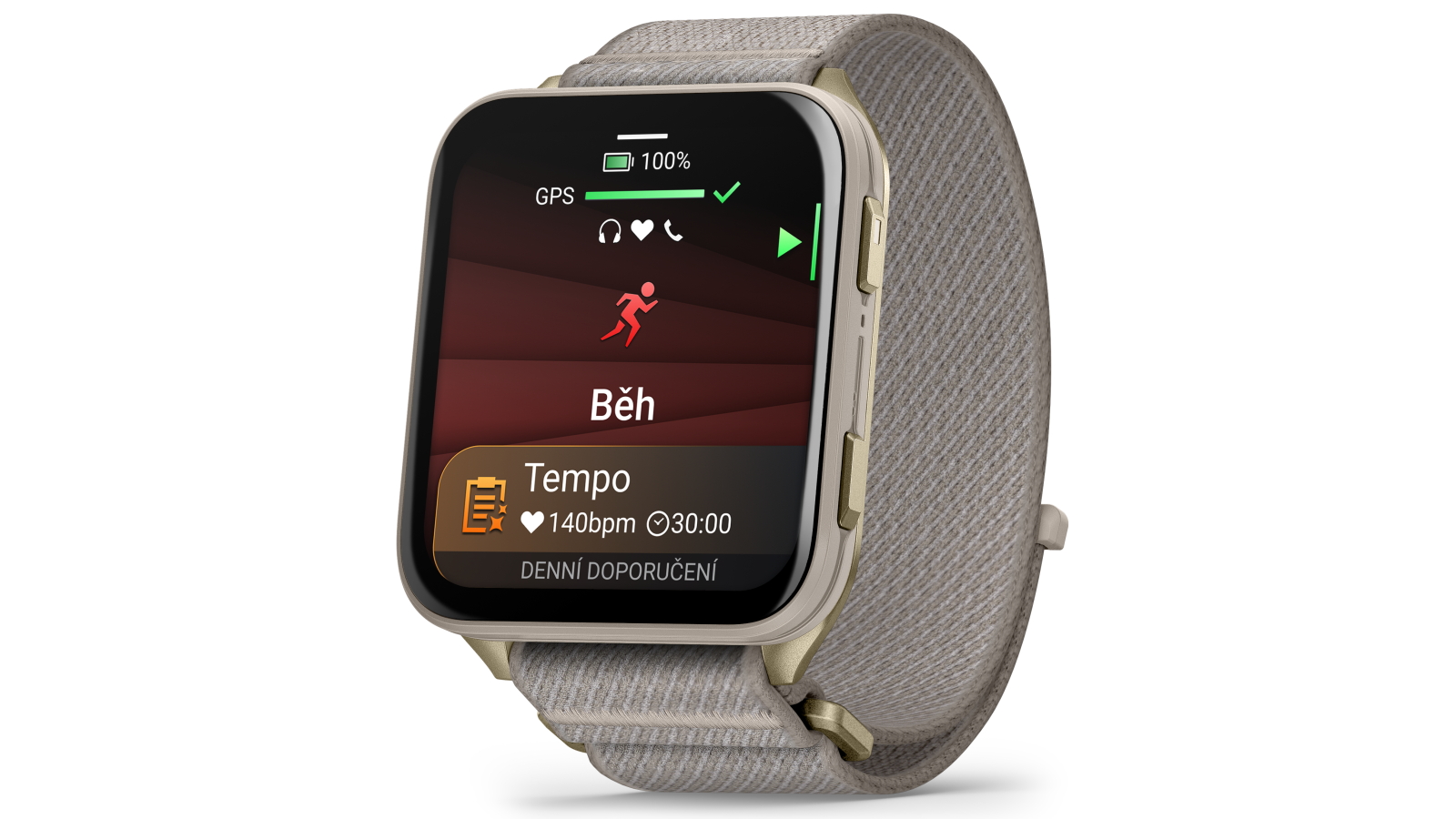 Garmin Venu X1 GPS Smart Watch - Soft Gold Titanium Caseback and French Grey ComfortFit Nylon Band