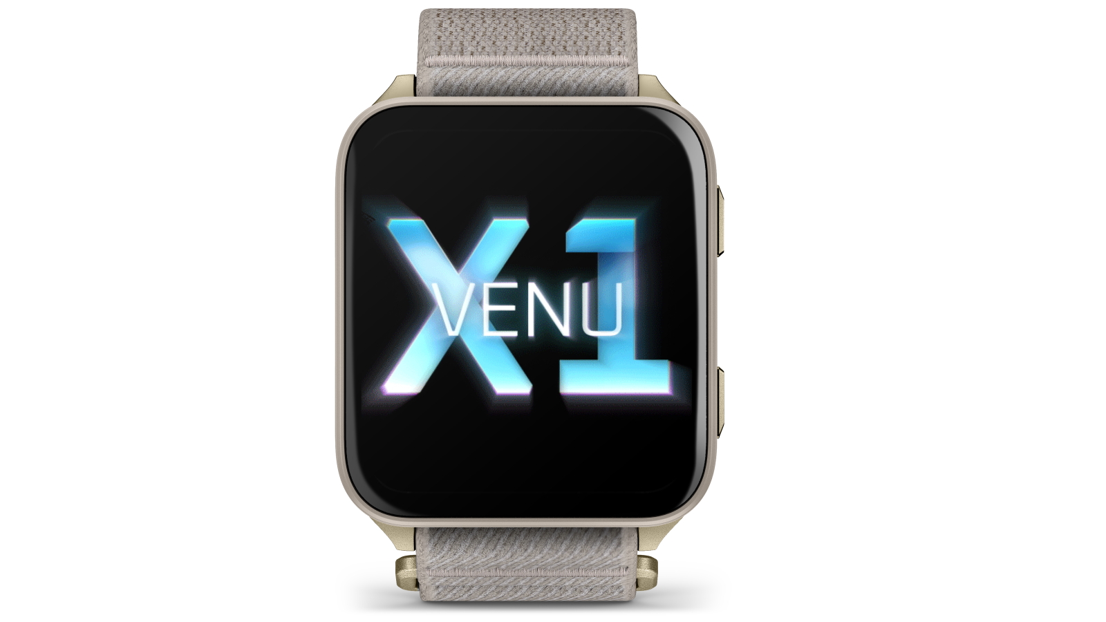 Garmin Venu X1 GPS Smart Watch - Soft Gold Titanium Caseback and French Grey ComfortFit Nylon Band