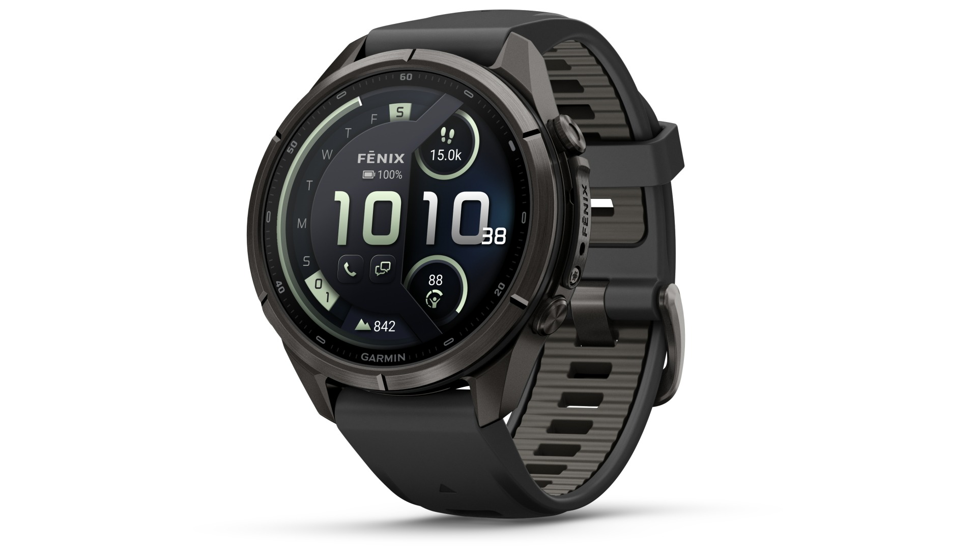 Garmin Fenix 9 Pro 43mm inReach Multisport GPS Smartwatch - Carbon Grey DLC Titanium with Black/Pebble Grey Silicone Band