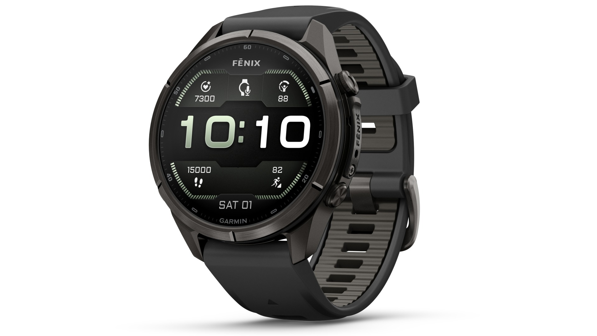 Garmin Fenix 9 Pro 43mm Multisport GPS Smartwatch - Carbon Grey DLC Titanium with Black/Pebble Grey Silicone Band